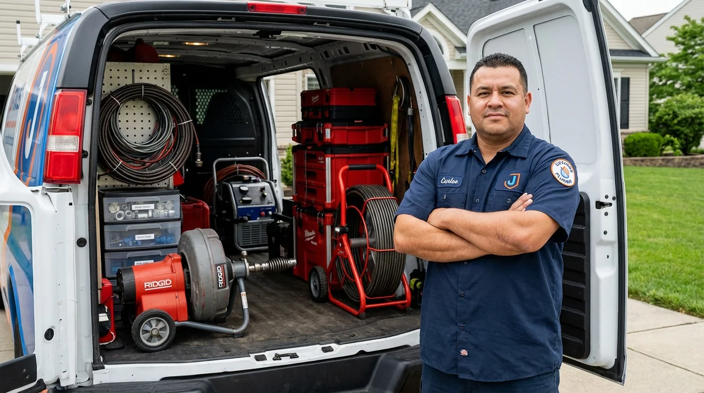 Professional drain cleaning equipment and Johns Plumbing LLC plumber in Ontonagon